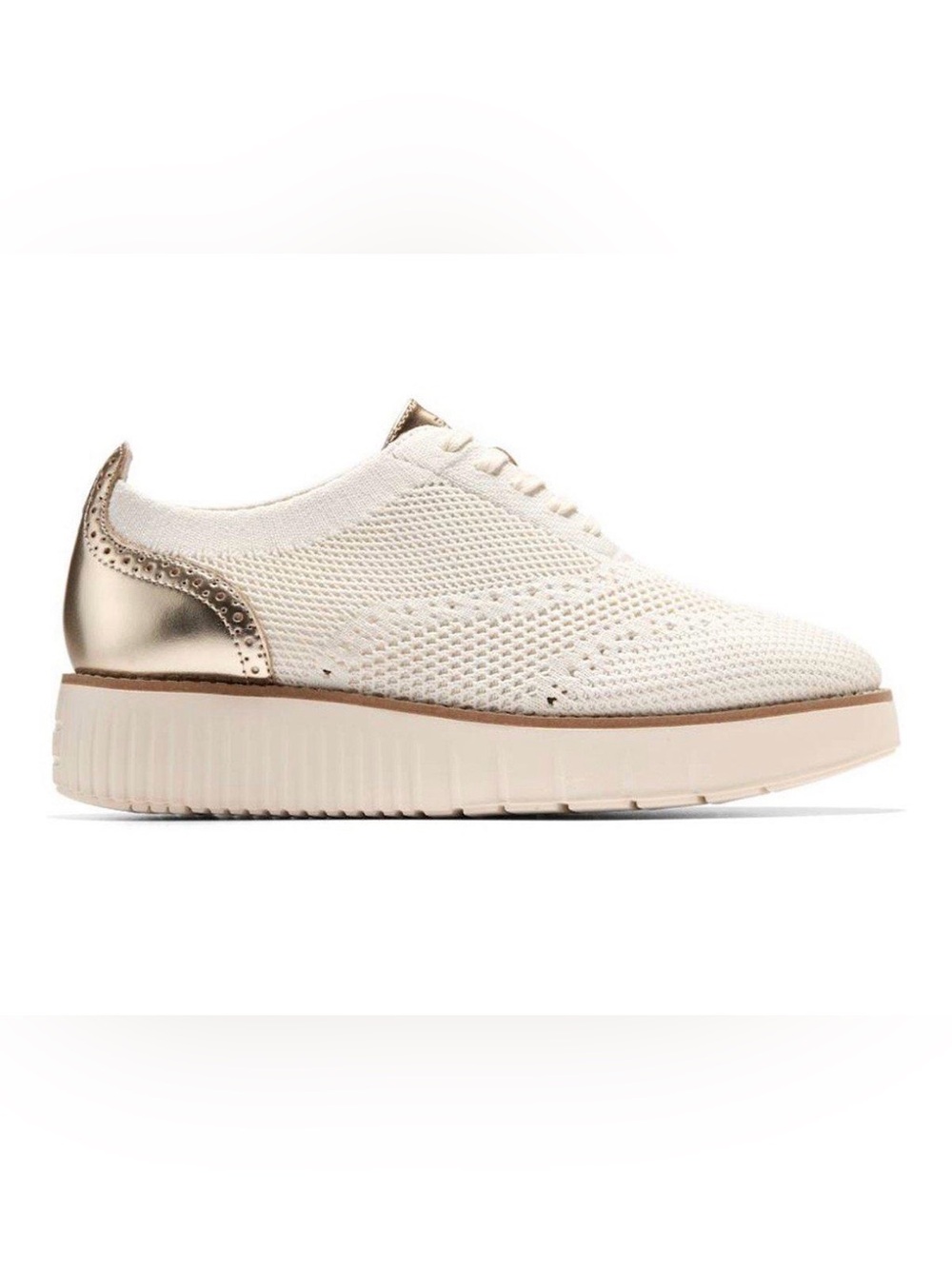 Cole Haan Grand City Platform Sneaker Soft Gold Metallic-Ivory NWOT